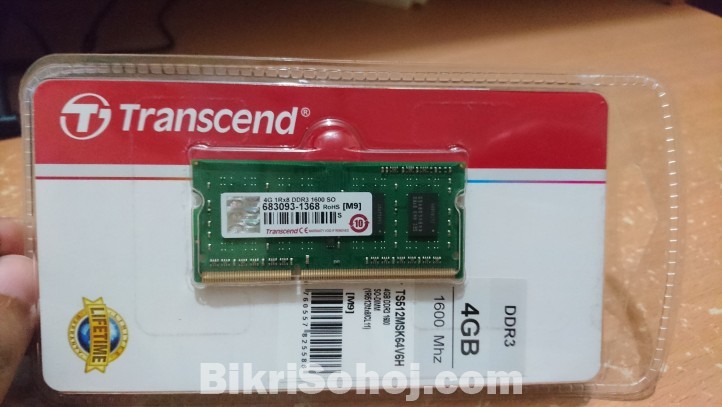 Transcend 4GB DDR3 1600 Mhz Laptop Ram